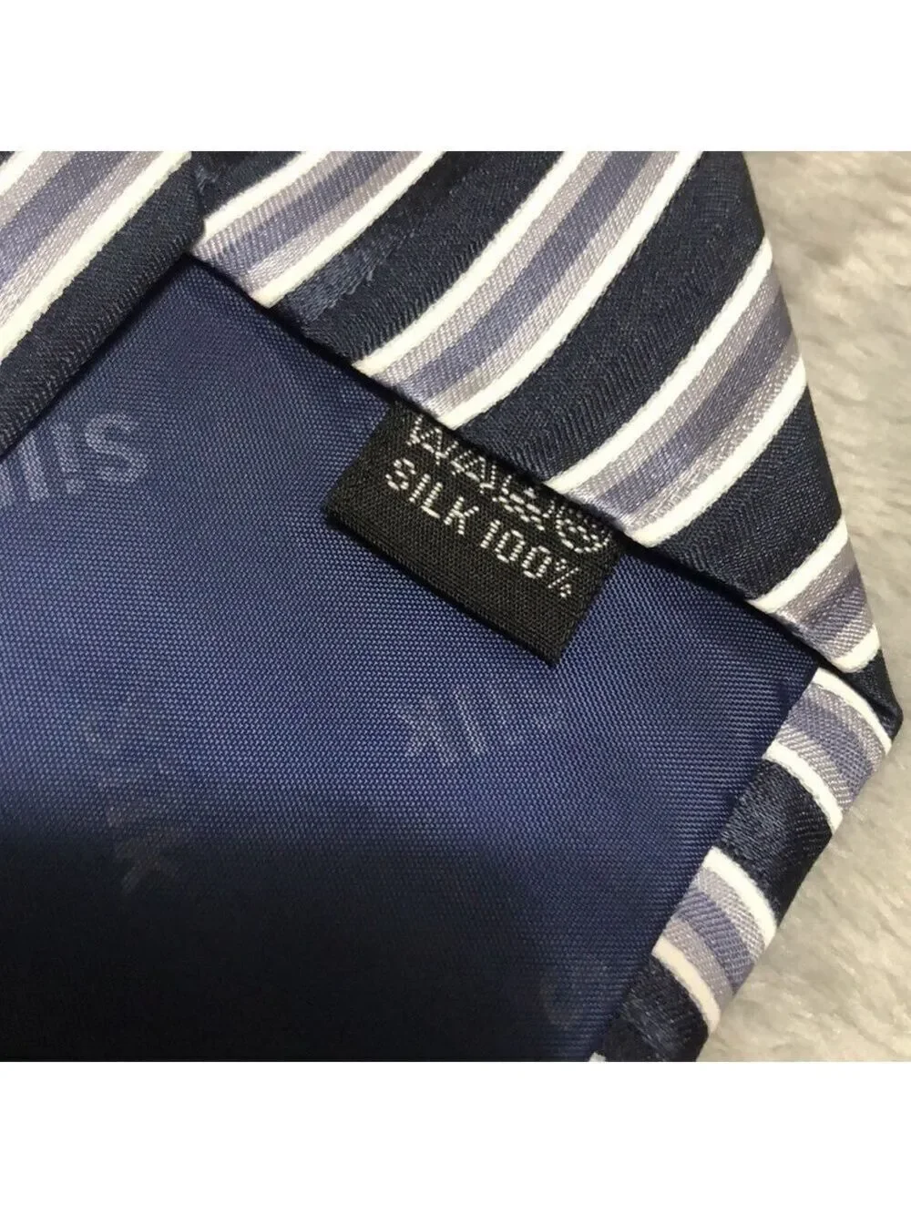 GRAND JOUR Paris Blue and Gray Striped Tie